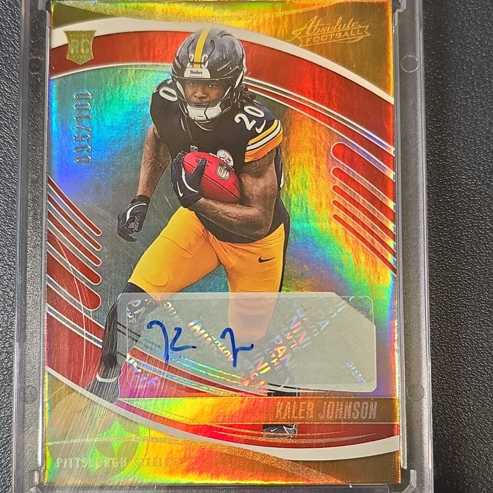 Panini Absolute Rookies Kaleb Johnson #148 Spectrum Red 95/100 Steelers Auto