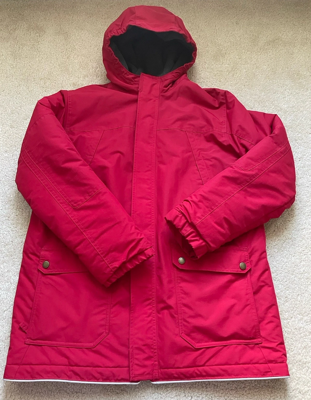Boys Lands End Squall Parka Jacket Grow-A-Long, Red Size XL 18-20