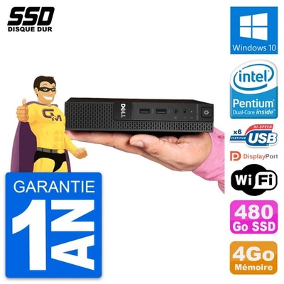 Ultra Mini PC Dell 3020 Micro USFF G3250T RAM 4Go SSD 480Go Windows 10 Wifi - Photo 1/4