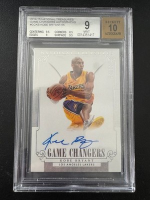 2014 National Treasures Kobe Bryant Game Changers On-Card Auto /25 BGS 9 Auto 10