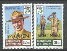 St. Vincent Grenadines #246-247 Specimen MNH Boy Scouts 75th Anniv/Baden Powell