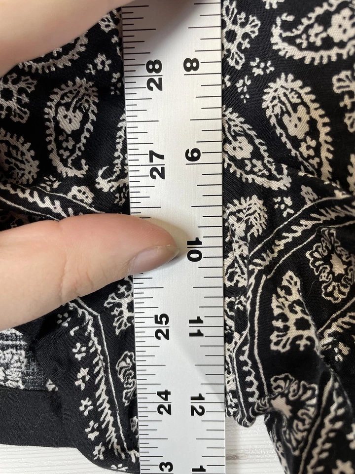 Pantalones Cortos Madewell Para Mujer Pequeños Negro Blanco Estampado Paisley Estilo Cintura Elástica G2979 Foto 4 de 4