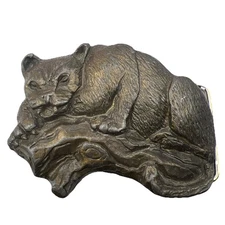 VINTAGE 1979 Belt Buckle Solid Brass Spec-Cast Mtn Lion Cougar Outdoor  USA Made