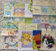 Set of 8 Mixed Sizes and Ocassions Vintage Giftbags Bags with Handles