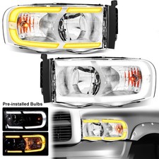 LED DRL Headlights Sequential Turn Signal For 2002-2005 Dodge Ram 1500 2500 3500