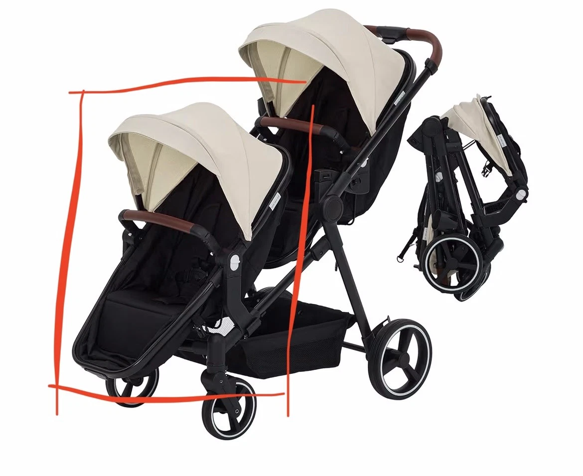 Garvee Tandem Twin Stroller Lower Seat Only Reversible Beige Replacement Part