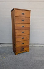Vintage Rustic Primitive Farmhouse Tall Lingerie Dresser Chest of Drawers F74