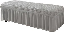 Stretch Dining Bench Cover Soft Seersucker Bench Slipcover With Skirt Spandex