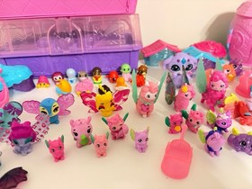Hatchimals Squinkies Lot 80+ Figures Hatchery House Playset Case Rare Pony Cats
