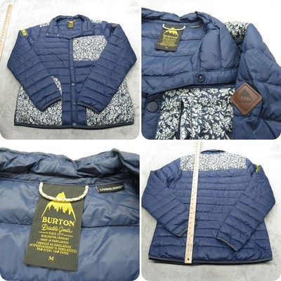 Burton Down Jacket Womens Medium Navy Floral Evergreen Lightweight Packable