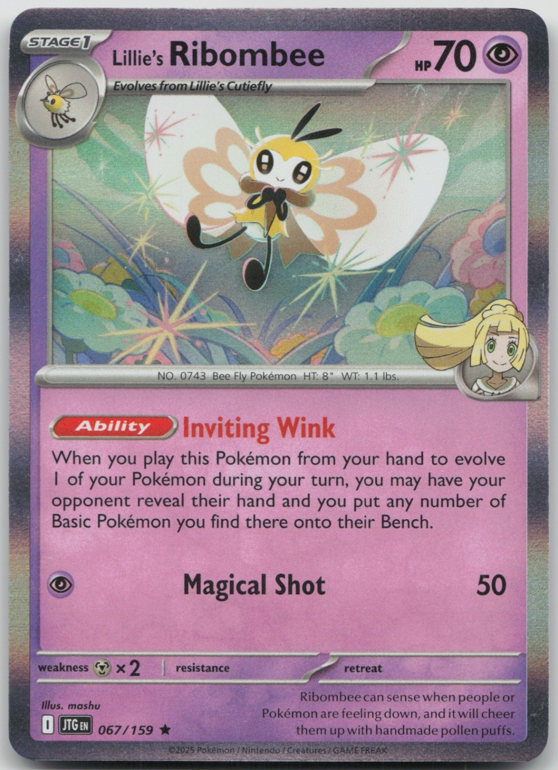 Lillie's Ribombee - 067/159 Rare SV09: Journey Together NM Holo
