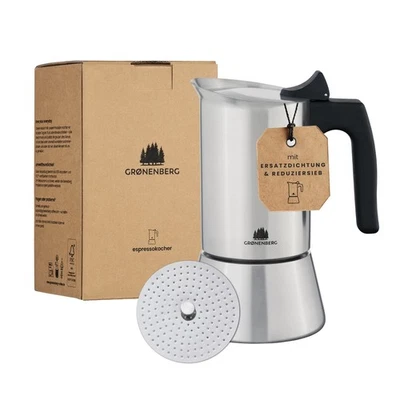 Groenenberg Espressokocher Induktion 4 oder 6 Tassen (200-300 ml) Espressokanne