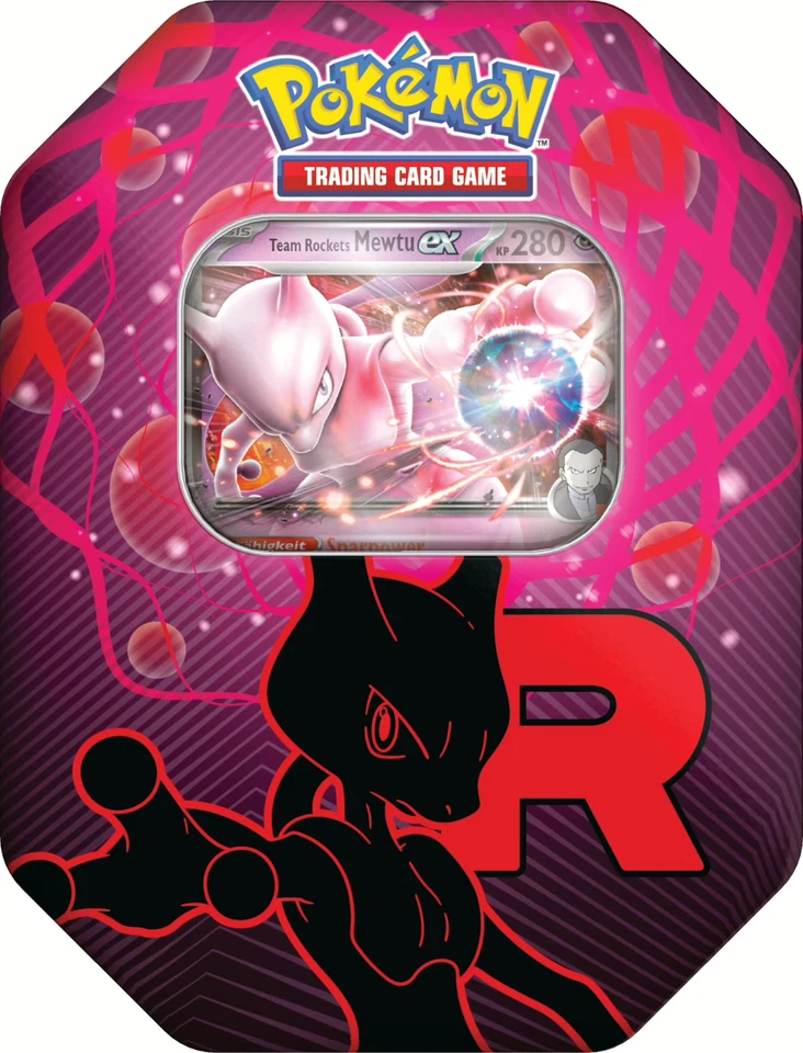 Pokémon Cards Team Rocket Tin Box TCG Mewtu EX DE VORBESTELLUNG - vom Händler!