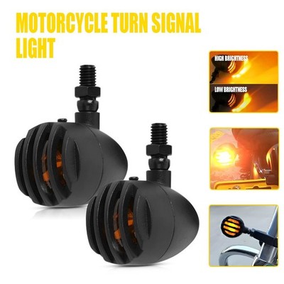 2X 12V Black Motorcycle Turn Signals Mini Bullet Blinker Amber Indicator Lights