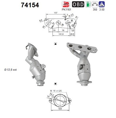 AS 74154 Katalysator FüR Micra IV Note 1.2 05.10-12.16 Nissan-image