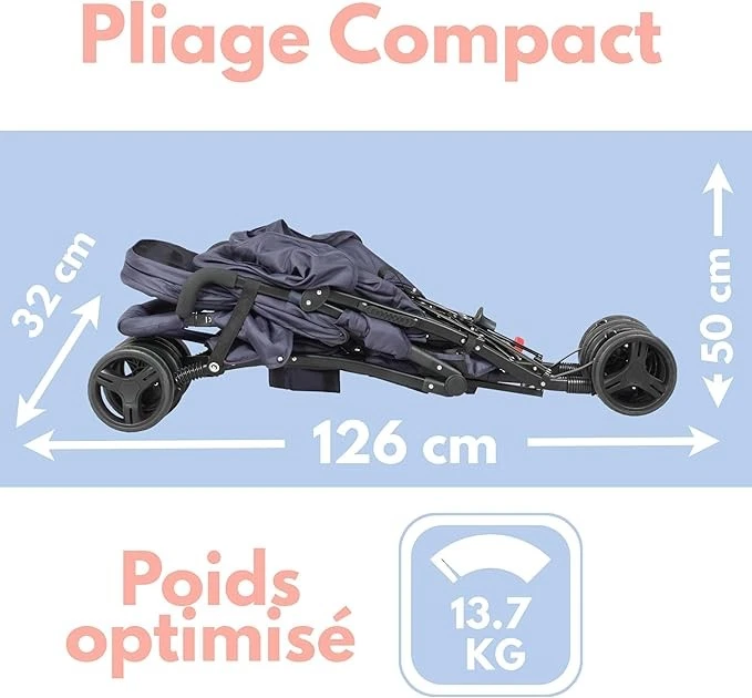 BAMBISOL DOUBLE ZWILLINGSBUGGY KINDERWAGEN KOMPAKT KLAPPBAR - Bild 3 von 3