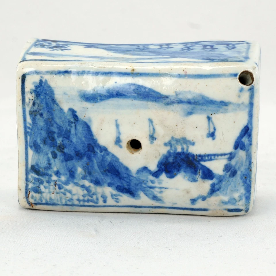 Antiguo gotero de agua coreano porcelana azul y blanco dinastía Joseon siglo XIX Foto 4 de 4