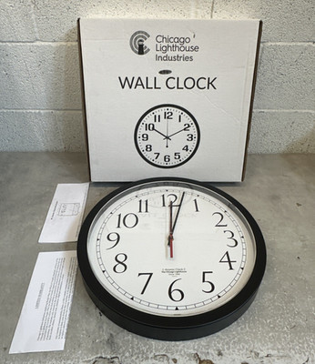 Chicago Lighthouse 16.5'' Atomic Black - White Face Radio Controlled Wall Clock