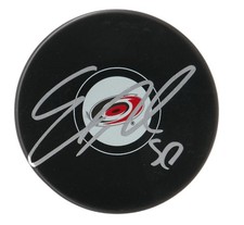 ERIC ROBINSON CAROLINA HURRICANES AUTOGRAPHED SIGNED LOGO PUCK WITH COA