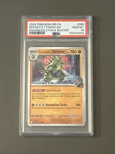 Pokemon TCG: Team Rocket's Tyranitar 096/182 Sv10: Destined Rivals Holo PSA 10