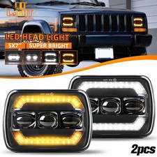 Pair For Jeep Cherokee 85-01 Xj For Wrangler 86 Led Headlights Hilow 5x7 7x6 Pair For Jeep Cherokee 85-01 Xj For Wrangler 86 Led Headlights Hilow 5x7 7x6