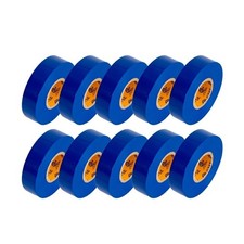 Blue Electrical Tape, 10 Rolls   Waterproof, Industrial Grade Vinyl, 3/4 in x...