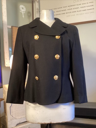 Pendleton 100% Schurwolle Blazer Sakko Gr. 10 schwarz zweireihig Goldknopf - Bild 7 von 11