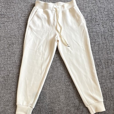 CALIA Women s White Jogger Pants S Drawstring Elastic Waist Pockets Knit
