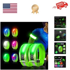 2 Pack Rechargeable LED Armbands for Running, High Visibility Reflective Runn...