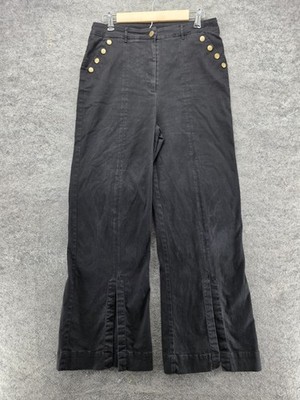 Cleobella Pants Womens XL Black High Rise Wide Leg Sailor Button Dressy