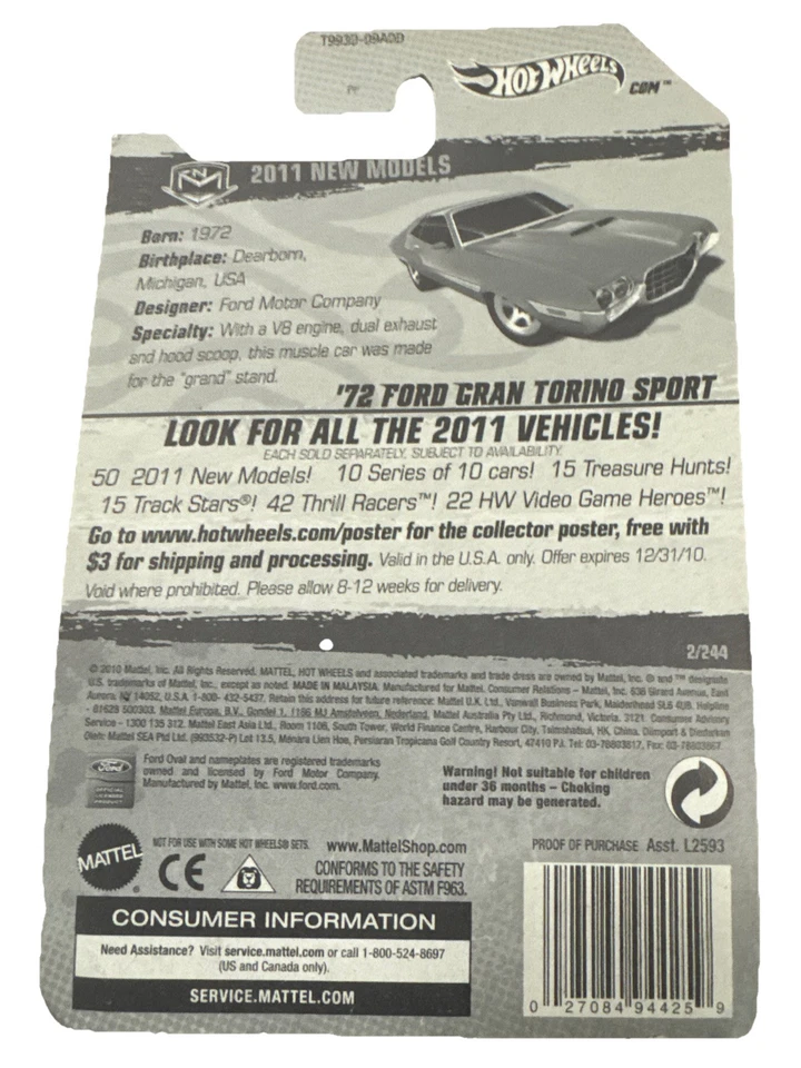 Hot Wheels '72 Ford Gran Torino sport- 2011 new models 2/50 - Image 3 of 4