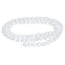 65pcs White Cat's Eye Stone Beads 6mm Round Crystal Loose Bead