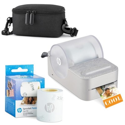 HP Sprocket Panorama Instant Label Printer & Photo Printer Starter Bundle - Grey