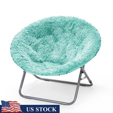 Mongolian Faux Fur Oversized Folding Moon Chair Indoor Lounge Relaxation Seat US