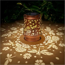 Dragonfly Solar Lanterns Outdoor Waterproof Daisy Garden Decor Bronze