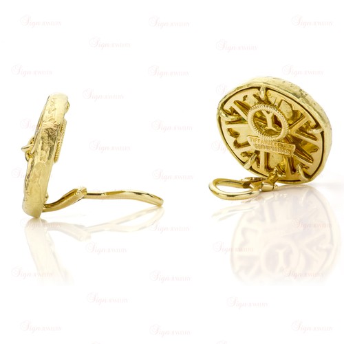 TIFFANY & CO. Schlumberger Yellow Gold Blue Enamel Clip-On Earrings - Picture 3 of 5