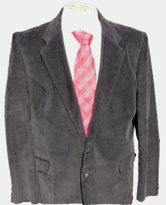 Circle S Western Blazer Jacket Mens 46R dark Gray Corduroy Rodeo Elbow Patches