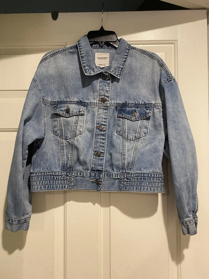 Chaqueta vaquera Kensie Jeans para mujer talla grande azul B104 Foto 3 de 4