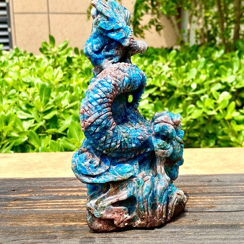 3.19LB Natural Blue Lithium Grey Quartz Crystal Hand carved spiritual restoratio - 第 1/12 張圖片