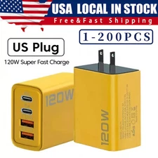 120W 4-Port USB C Fast Wall Charger Block For All Cell Phone iPad lot