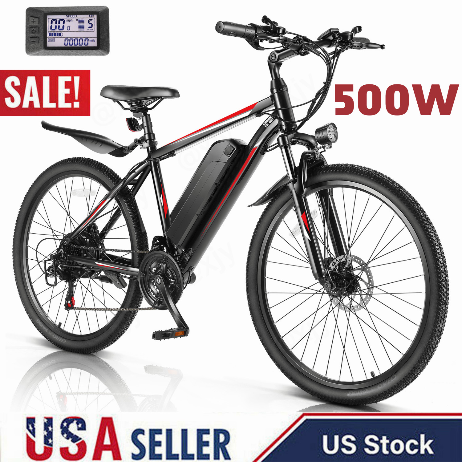 🔥26IN Electric Bike 500W Electric Cruiser Bicycle Commuter E-Bikes 48V Battery&middot;