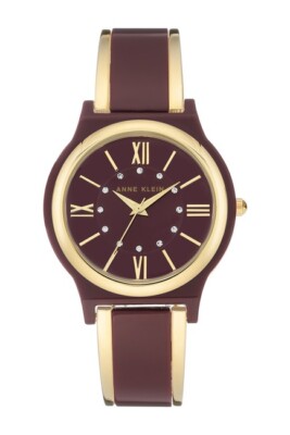 NEW ANNE KLEIN BURGUNDY RESIN+GOLD 2 TONE,BANGLE CUFF  display picture 1