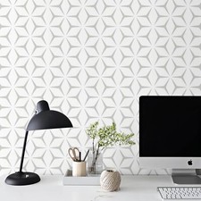 Wall Paper Peel and Stick Modern Light Grey Wallpaper Peel and Stick Boho Geo...