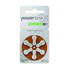 60 Powerone Hearing Aid size 312 Genuine Mercury Free Batteries- Ex-2029-Germany