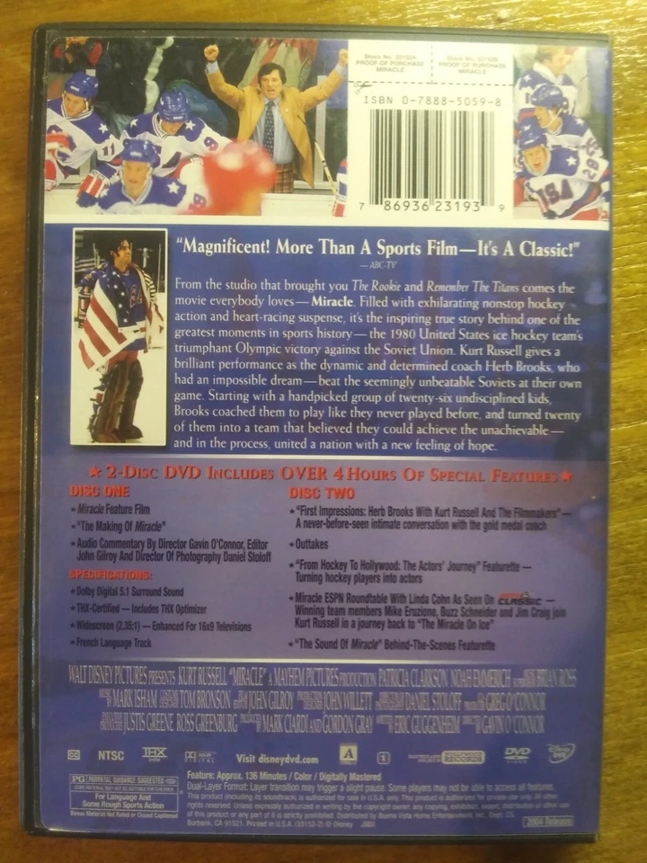 Miracle, widescreen, 2-disc, true story (2004 DVD) - Image 2 of 4