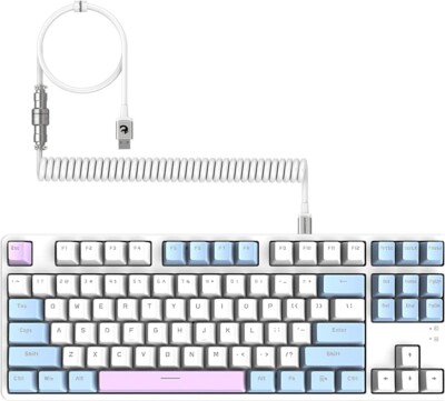 MAMBASNAKE AJAZZ AK873 Wired Hot Swapable Mechanical Keyboard, Coiled Cable