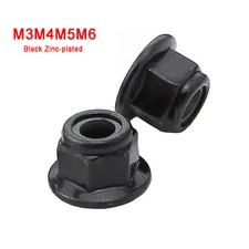 M3M4M5M6M8 Black Zinc Flanged Nyloc Nuts Flange Nylon Insert Locking Nut Metric