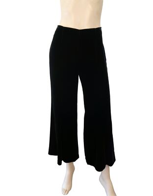 GIORGIO ARMANI BLACK LABEL Black Velvet Flare Leg Cropped Pants 38 US 4