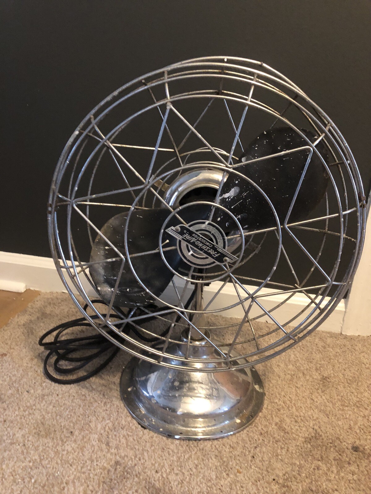 1960's FRESH' NDAIRE CIRCULATOR Chrome Electric Fan Not Working 4