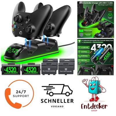 Controller Ladestation mit 2X 4320mWh Akku für Xbox One/Series X/S